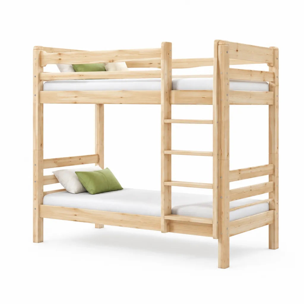 Etagenbett Kinderbett aus massiver Kiefer Natur 90 x 200 cm mit Leiter