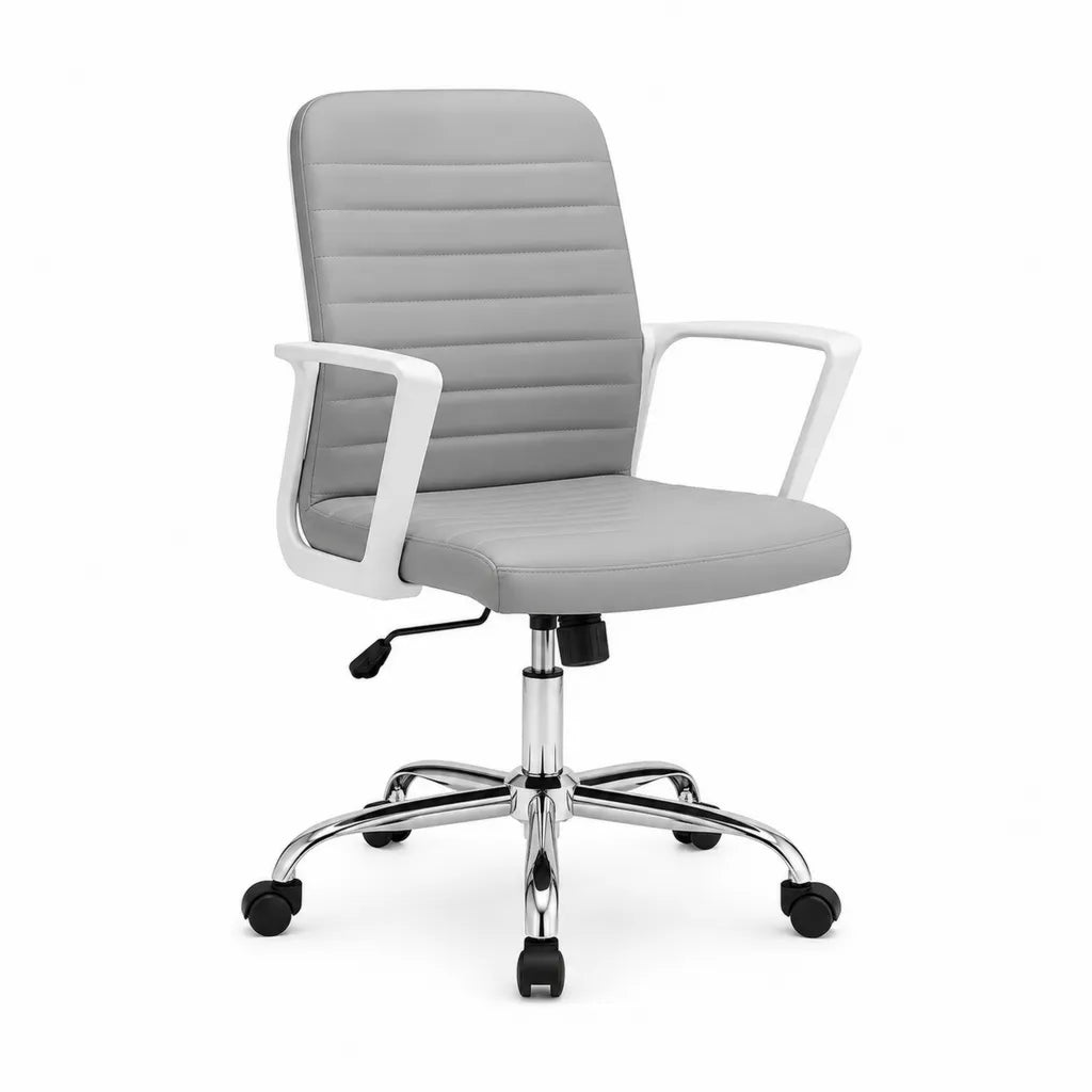 Drehstuhl Bürostuhl höhenverstellbar mit Armlehnen Kunstleder Grau 60 x 60 x 88-98 cm