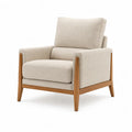Polstersessel mit Armlehnen Massivholzgestell rechteckig Beige 78 x 85 x 92 cm