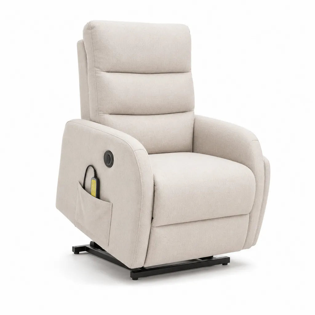 Elektrischer Relaxsessel mit Liegefunktion Polyester Creme 85 x 92 x 105 cm