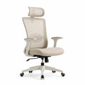 Ergonomischer Bürodrehstuhl mit Kopfstütze und Netzrücken Beige 66 x 66 x 116-126 cm