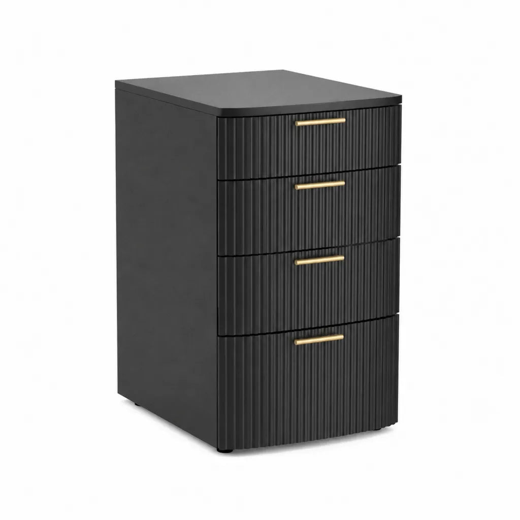 Büro Schubladenschrank mit 4 Schubladen aus MDF 40 x 40 x 65 cm Schwarz Goldfarben