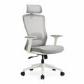 Ergonomischer Bürostuhl mit Kopfstütze hoher Rückenlehne Polyester-Netzbezug Grau Weiß 64 x 64 x 118-128 cm